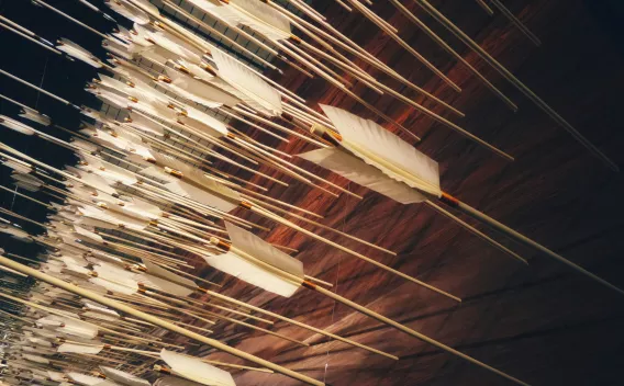 Many arrows in a wall