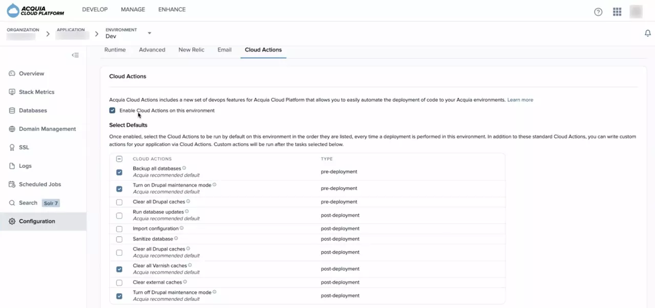 Enable Cloud Actions