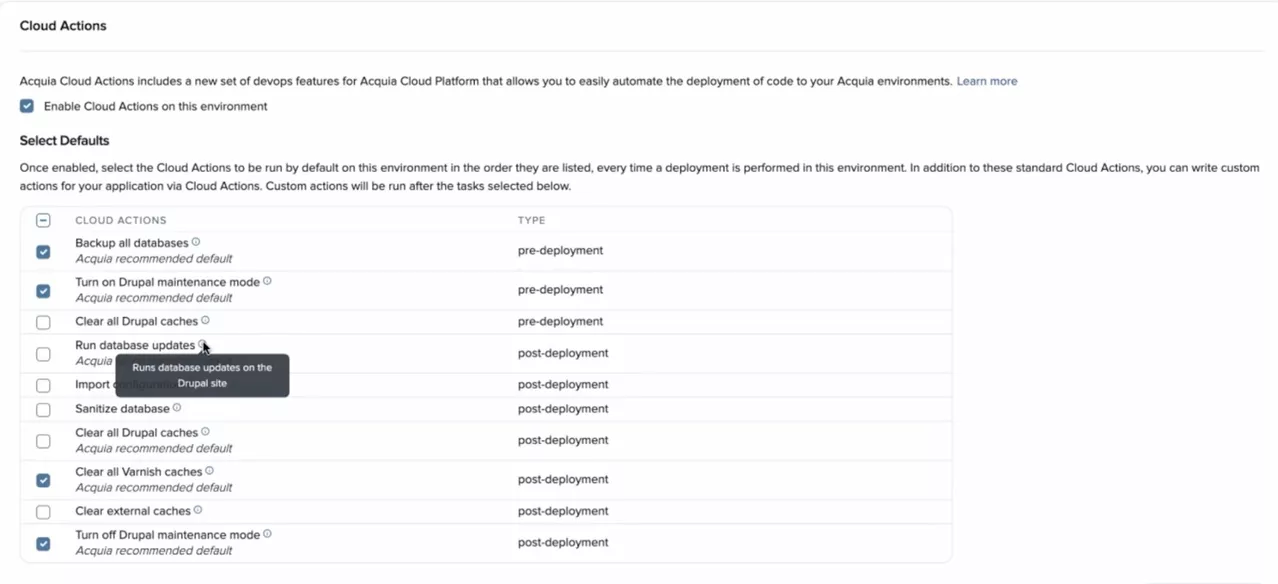 Optional Cloud Actions