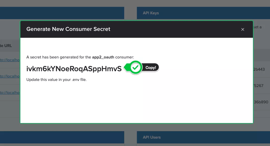 screenshot generate new consumer secret