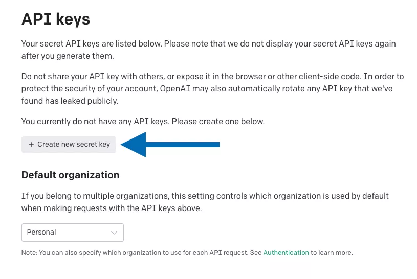 Create Open API key